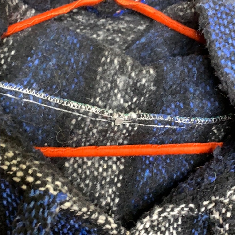 Baja | Blue Mexican Authentic Drug Rug Hoodie Imported Drug Rug Kangaroo Pocket - Picture 7 of 10